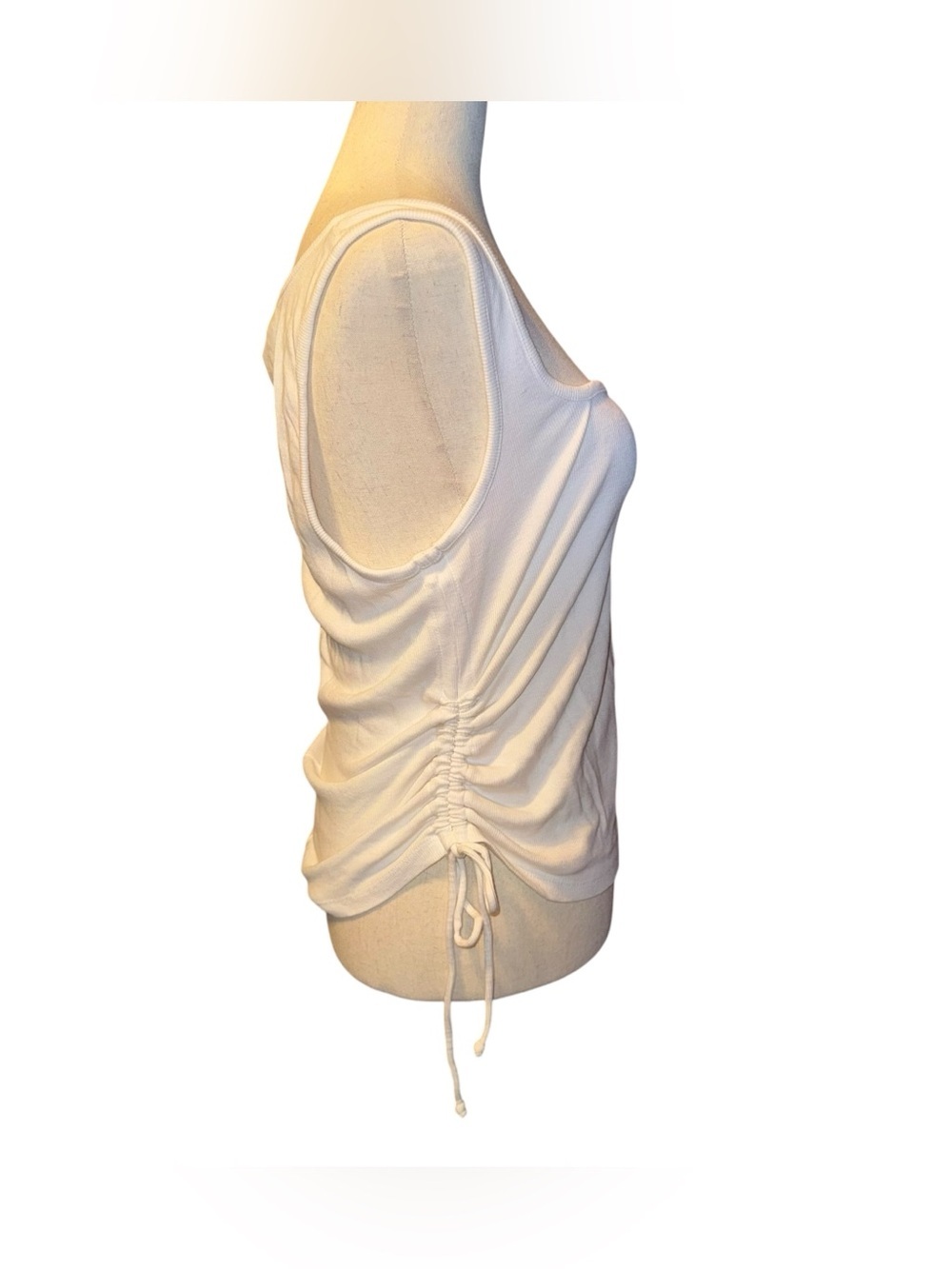 ANTHROPOLOGIE PILCRO Square Neck Ribbed Ruched Tank Top White Size Medium - Picture 10 of 14